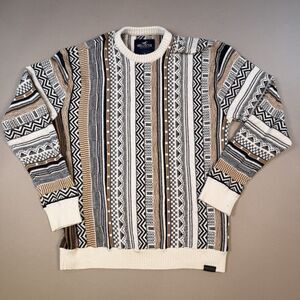 Hollister Sweater Coogi Style Pullover Knit 90s Hip Hop Crew Neck Men’s Sz Small